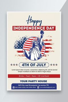 an american independence day poster with the statue of liberty