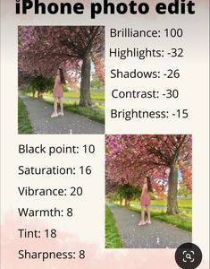 the iphone photo edit is shown in three different pictures, including trees and sidewalks