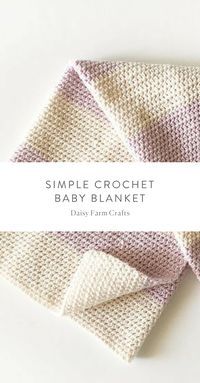 the simple crochet baby blanket is folded on top of it's back