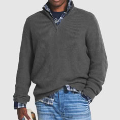 Jerry | Business Casual Zip Up Sweater: Stylish half zip sweater ideal for business casual look. Soft material and elegant design offer comfort and professionalism in one. Product description: ➡ Current trends ➡ Super quality ➡ Selected designs ➡ Very comfortable ➡ Durable ➡ Easy to care for ➡ Very comfortable to wear Our trained stylists have another tip for you on how you can combine Jerry perfectly: Your outfit doesn't have to be the same color everywhere. Even small, complementary details make your outfit a special combination. You're sure to find the right combination pieces in our shop! We offer a wide range of products. Select your favorite model and your normal size easily and conveniently. Clothes Folding, Fashionable Men, Mens Cashmere, Biker Jeans, Cotton Jumper, Coat Men, Zippered Sweater, Men's Outfits, Estilo Chic