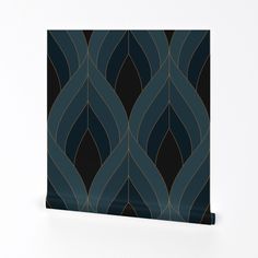 a black and blue wallpaper with an abstract design on the front, back and sides