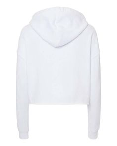 Women’s Lightweight Cropped Hooded Sweatshirt - WHITE - L | Independent Trading Co. Women's Women’s Lightweight Cropped Hooded Sweatshirt in White Size Large | Cotton/Polyester Blend Basic White Cotton Hoodie, White Basic Hooded Hoodie, White Hoodie With Ribbed Cuffs For Athleisure, Basic White Sweatshirt With Drawstring Hood, White Basic Sweatshirt With Drawstring Hood, White Basic Hooded Sweatshirt, White Cotton Hoodie Tops, White Sporty Top With Drawstring Hood, Sporty White Top With Drawstring Hood