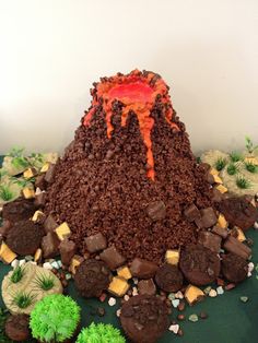 a cake made to look like a volcano