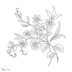 a drawing of flowers on a white background