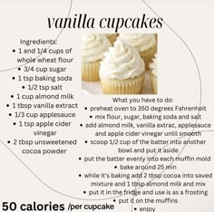 the recipe for vanilla cupcakes is shown here