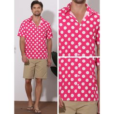 The polka dots patterned short-sleeved shirts are stylish, modern, and versatile. Perfectly match the business short-sleeved shirts with dress pants, chino trousers, summer shorts, and jeans to build a smart formal look. Designed with polka dots, this shirt gives you a sense of liveliness. Polka dot shirts are suitable for various occasions such as beach, office, wedding, party, daily wear, and so on. Polka Dot Summer Shirt With Buttons, Summer Polka Dot Collared Shirt, Summer Collared Polka Dot Shirt, Polka Dot Short Sleeve Summer Shirt, Polka Dot Button-up Summer Shirt, Spring Short Sleeve Polka Dot Shirt, Casual Polka Dot Shirt For Summer, Mens Striped Shorts, Business Shorts