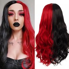 PRICES MAY VARY. Material:Material: Our wavy wig is made of high quality heat resistant synthetic fibers which is more durable and soft to the touch just like the real hair, perfect for long term use. Color:Half Black Red Wig.The Wig Color may be difference between the picture and the actual product due to the monitor setting. Packaged: 1 x Wig + 1 x Wig Cap Adjustable Size:The Size of Wig Cap is Adjustable, Which Can Fit Different Head Sizes. Function: This Mullet Wig Perfect for Halloween,Cost Wavy Middle Part, Mullet Wig, Red Wig, Ombre Highlights, Wig Color, Black Costume, Wavy Wig, Red Wigs, Mild Shampoo