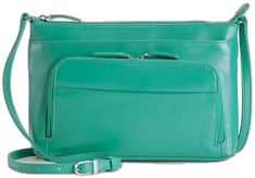 Green Crossbody Bag With Interior Card Slots, Fashion Handbags, Zip Pockets, Crossbody Bag, Genuine Leather, Collage, Pins, Leather, Blue