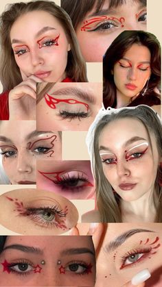 Eyeliner Grafico, Makeup Drawing, Stylish Makeup, Eye Makeup Styles, Face Paint Makeup, Face Art Makeup, Rave Makeup