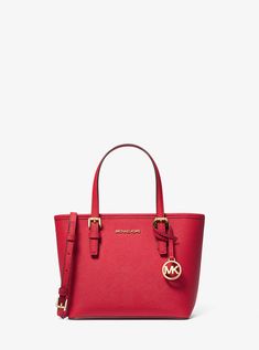 Jet Set Travel Extra-Small Saffiano Leather Top-Zip Tote Bag Carrie Bradshaw Style, Poppy Color, Zip Tote, Carrie Bradshaw, Beautiful Bags, Leather Top, Jet Set, Interior Details, Zip Pockets