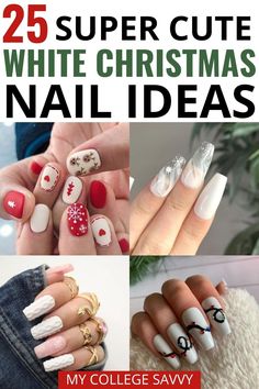 Looking for an elegant nail design for the holiday season? Here are 25 of the most beautiful white Christmas nails to try this year. Nails For The Holidays, White Christmas Nails, Matte White Nails, Christmas Nail Stickers, Silver Glitter Nails, Elegant Nail, Elegant Nail Designs, Ombre Nails Glitter, Light Nails