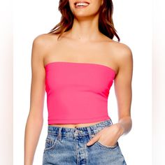 Susana Monaco Tube Top In Shocking Pink Size Small Nwt The Perfect Summer Top To Dress Down With Denim Shorts And Flip Flops, Or Pair It With A Long Skirt And Wedges For A Brunch Date. Style: Tube Top Material: Spandex Color: Shocking Pink Size Type: Regular 90% Nylon, 10% Spandex 2" From Waist Machine Washable Trendy Pink Strapless Top, Neon Trendy Tops For Spring, Casual Pink Strapless Top, Style Tube Top, Date Style, Crop Tube Top, Brunch Date, Shocking Pink, Cropped Tube Top