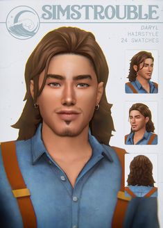 an image of the character simstouble with different facial expressions and hairstyles