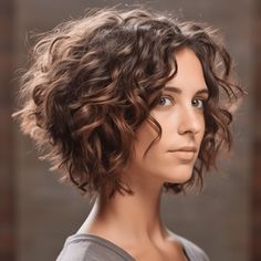 A Line Haircut Curly Hair, A Line Curly Bob, Short Wavy Perm, Bob Wavy Hairstyles, Shorter Curly Haircuts, Short Curly Stacked Bob, Curly Inverted Bob Hairstyles, Inverted Bob Curly Hair, Stacked Curly Bob Haircut