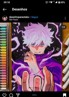 an image of anime character drawn in colored pencils