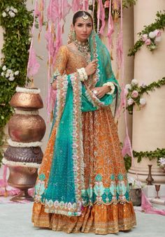 Ombre Dupatta, Farah Talib Aziz, Shades Of Aqua, Teal Ombre, Festive Look