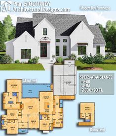 this is an image of the front and back floor plans for a new family home