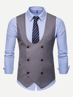 Suit Vest For Men, Mens Dress Vests, Mens Formal Vest, Men Business Casual, Mens Vest Casual, Men Moda, Chaleco Casual, Double Breasted Vest, Formal Vest