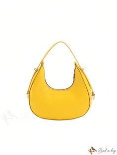 BirdinBag - Neon Yellow Embossed Hobo Bag: Chic and Compact Gold Large Capacity Hobo Satchel Bag, Gold Top Handle Shoulder Bag For Errands, Gold Crossbody Shoulder Bag For Errands, Yellow Shoulder Bag With Double Handle, Yellow Box Shoulder Bag, Yellow Shoulder Box Bag, Yellow Handheld Bag, Yellow Crossbody Bag For Errands, Yellow Office Shoulder Bag With Adjustable Strap