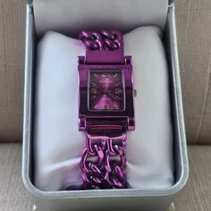 Rumours Women Wristwatch Purple Tone Metal Band Quartz Analog Watch W/ Box Brand: Rumours Color: Purple Size: Fit To 6.5 To 7 Inches Wrist Face: 25mm New Without Tags, No Box. Trendy Analog Watch As Gift, Trendy Analog Watches For Gift, Trendy Rectangular Dial Watch As A Gift, Trendy Rectangular Dial Watch As Gift, Trendy Rectangular Dial Watch For Gift, Rectangular Dial Metal Watch As Gift, Timex Watch Women, Guess Women Watches, Anne Klein Watch