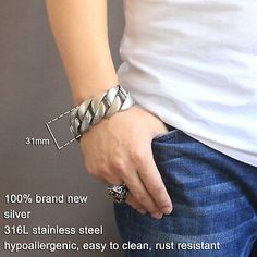 Super Heavy 31mm Wide Men Brushed Cuban Curb Chain 316L Stainless Steel Bracelet | eBay Usmc Quotes, Clean Rust, Mens Accessories Necklace, Mens Accessories Vintage, Silver Rakhi, Mens Accessories Bracelet, Mens Bracelet Designs, Mens Skull Rings, Jet Li