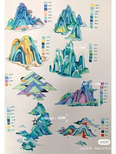 a poster with different types of rocks and mountains on it's sides, all labeled in chinese