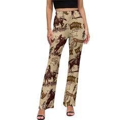 .title { font-size: 18px; } .title1 { font-size: 14px; } .list { background-position: left 10px; } We love this print! PLEASE ALLOW 14 BUSINESS DAYS TO ARRIVE! Flare Pants 95% polyester + 5% spandex Elastic waist. Fabric has such a nice feel! High-waisted, snug around the hips, and with flared legs, makes your legs appear slimmer and longer. Pair it with a crop top, a belly-baring top, or a fitted shirt. Great with blazers too! Sizes: XS, S, M, L, XL. Calculate your size from the measurement cha Printed Brown Bottoms For Spring, Casual Brown Printed Bottoms, High Waist Stretch Printed Bottoms, Casual Fitted Pants With Letter Print, Fitted Casual Pants With Letter Print, Fitted Summer Pants With Letter Print, Summer Fitted Pants With Letter Print, Trendy Graphic Print Pants For Fall, Fitted Letter Print Pants For Summer