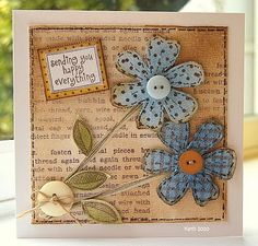 a close up of a card with flowers on it