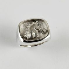 D'Oro Horse Head Signet Ring Sterling Silver Classic Formal Jewelry With Horse Design, Formal Sterling Silver Jewelry With Horse Design, Classic Sterling Silver Intaglio Ring, Shoe Pendant, Horse Ring, Horse Bracelet, Horse Earrings, Equestrian Jewelry, Horse Necklace