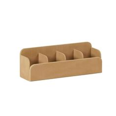 a brown cardboard holder with four compartments