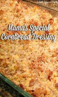 Mama’s Special Cornbread Dressing! My family's recipe for turkey dressing made with Southern cornbread AND herb stuffing for a Thanksgiving side dish everyone will love. Thanksgiving Corn Bread, Homemade Cornbread Dressing, Southern Thanksgiving Recipes, Cornbread Stuffing Recipes, South Your Mouth, Dressing Recipes Thanksgiving, Bread Dressing, Cornbread Dressing Southern, Dressing Recipes Cornbread