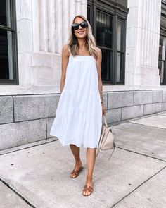 Hermes Sandals, Summer Dress White, Tshirt Dress Outfit, Women Dresses Casual Summer, Simple Summer Dresses, Summer Wardrobe Staples