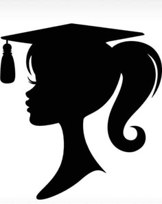 the silhouette of a woman wearing a graduation cap