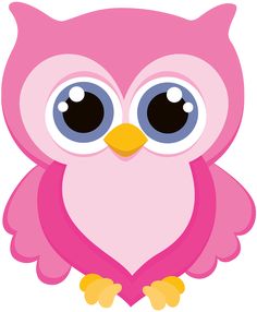 a pink owl with big eyes sitting down