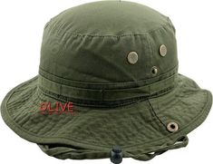 BOONIE BUCKET HAT WITH CHIN STRAP GREAT FOR GARDENING OR HIKING This Boonie / Bucket Hat with String Cord is a REAL BOON on hot sunny days for men AND women! This ventilated Boonie Hat has 4 brass eyelets for ventilation and is PERFECT for outdoor activities, snaps up on the side, with Chin Cord for Comfortable Fit, 100% Cotton  S/M 21 1/4" - 22 3/4" (most women) & L/XL 22 3/8 - 23 7/8"  Brim approx. 2 1/2" and Crown 3" With Side String / Chin Cord for Comfortable Fit STAY SAFE UNDER THE SUMMER Bucket Hat With String, Bucket Hat For Men, Boonie Hat, Hiking Hat, Safari Hat, Mens Bucket Hats, Man Hat, Hat For Men, Cowboy Style