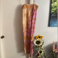 (New) Free People Multi Color Sheer Dress Beach Lavender Floral Print Maxi Dress, Purple Flowy Summer Maxi Dress, Purple Flowy Sundress Midi Dress, Purple Midi Length Sundress For Vacation, Purple Fitted Summer Maxi Dress, Flowy Purple Midi Sundress, Flowy Purple Sundress Midi Dress, Purple Fitted Maxi Dress For Summer, Fitted Lavender Maxi Dress For Beach