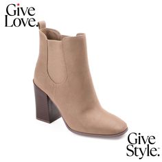 in stock Trendy Chelsea Boots With Stacked Heel For Fall, Fitted Faux Leather Booties For Fall, Fall Medium Width Faux Leather Booties, Trendy Faux Leather Booties For Fall, Fall Faux Leather Booties With Stacked Heel, Flexible Stretches, Journee Collection, Shoes Booties, Bootie