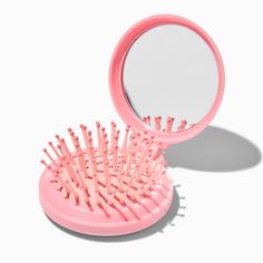 Claire's Mochi Critters Bling Pop-Up Hair Brush Claires Store Aesthetic, Claires 2000s, Claires Hair Brush, Pink Mini Hairbrush, Claire's Makeup, Crown Hair Clip, Sensitive Ears Earrings, Piercing Kit, Flower Crown Hairstyle