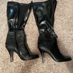 Black Steve Madden Dress Boots With Heel. Size 5.5, Only Worn A Few Times. Look Brand New!!! Black Knee-length Formal Boots, Formal Black Knee-length Boots, Elegant Black Knee-length Boots, Black Knee-length Office Boots, Trad Goth Fashion, Cas Concert, Boots With Heel, Cutest Shoes, Shoes Steve Madden