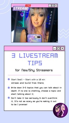 an advertisement for the 3 livestream tips program with a woman holding a cell phone