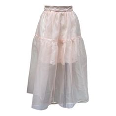 Maje Pale Pink Tulle Midi Skirt With Side Zipper Size 2 Waist 14 Length 36 Feminine Sheer Skirt For Parties, Elegant Summer Evening Petticoat, Elegant Evening Summer Petticoat, Feminine Sheer Skirt For Spring, Sheer Feminine Skirt For Spring, Feminine Flowy Skirt For Party, Sheer Pink Bottoms For Spring, Feminine Summer Evening Skirt, Feminine Wedding Skirt