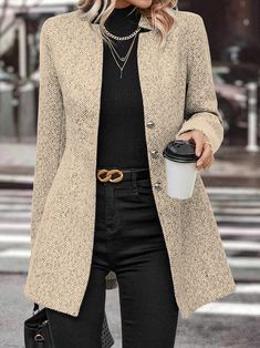 Business Casual Outfits Winter, Plain Jacket, Fall Outerwear, Types Of Coats, Plain Style, Wrap Jacket, Fashion Catalogue, Deep Gray, Casual Work Outfits