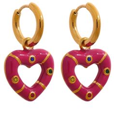 Colorful, impermissible earrings.Light weight Weight 10G Material Stainless Steel Color PVD Real Gold Plated