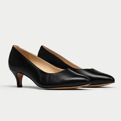 Calla | Ava | Black Leather | Kitten heeled dress shoes Ava Black, Black Leather Heels, Court Shoes, Kitten Heel, Dress And Heels, Arch Support, Leather Heels, Soft Leather, Kitten Heels