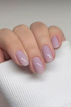 Lavender BB cream by @gelcare.official (code NATASHA for 15% off) Short Gel Nails Lavender, Lavender Squoval Nails, Nails Plain Simple, Light Purple Nails Acrylic, Lavender Gel Nails, Neutral Nail Ideas, Nails For Pale Skin, Ivory Nails