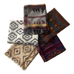 five different colored and patterned napkins