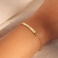 "❤️ Grab 3 fabulous items and enjoy a delightful 25% off when you use the code BUY3GET25 Elevate your gifting with our 925 sterling silver gold plated personalized bracelets. Engraved with your name, initial, or a special date, they're more than just jewelry - they're a heartfelt, personalized gift for her, a constant reminder of your unique connection and thoughtfulness #YOU MAY LIKE THIS silver bar cotton bracelet https://www.etsy.com/listing/1492776594/silver-bar-cotton-bracelet-best-gift Hea Meaningful Hypoallergenic Name Bracelet As Gift, Custom Text Rose Gold Jewelry For Anniversary, Customized Gold Minimalist Name Bracelet, Customized Minimalist Gold Name Bracelet, Engraved Name Bracelet For Mother's Day Anniversary, Engraved Name Bracelet For Anniversary Mother's Day, Engraved Name Bracelet For Anniversary And Mother's Day, Engraved Name Bracelet For Anniversary, Mother's Day Gift, Customizable Minimalist Gold Name Bracelet