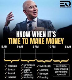 a poster with the words know when it's time to make money