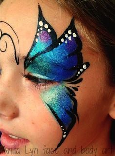 face painting. One Eye Butterfly Face Paint, Maquillage Halloween Simple, Obličejové Masky, Bodysuit Tattoos, Butterfly Face Paint, Girl Face Painting, Face Painting Tutorials, Face P, Festival Face