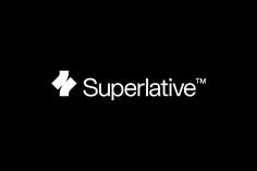 the superlative logo is shown on a black background with white letters and an arrow